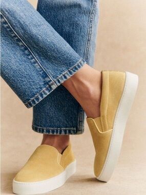 Sezane Yellow Slip-On Platform Sneakers